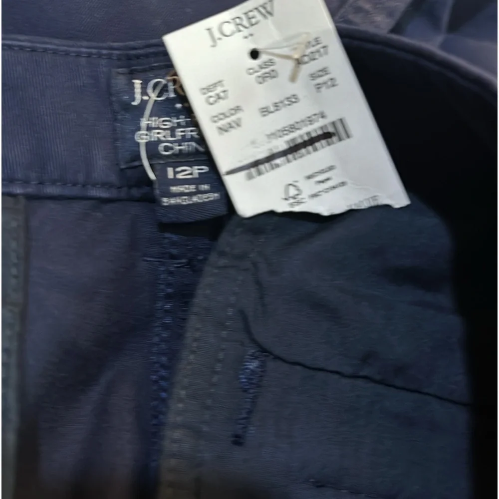 J Crew Navy Blue Petite 12 High Rise Girlfriend Chino Pants